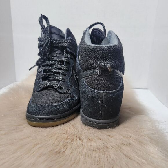 Nike Dunk Sky Hi Essential Hidden Wedge Black Women’s 644877-006 Sneaker Shoes - Picture 7 of 9